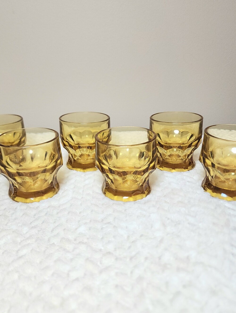 Anchor Hocking Georgian Pattern Amber Glass Juice Glasses Set Of 6 Vintage